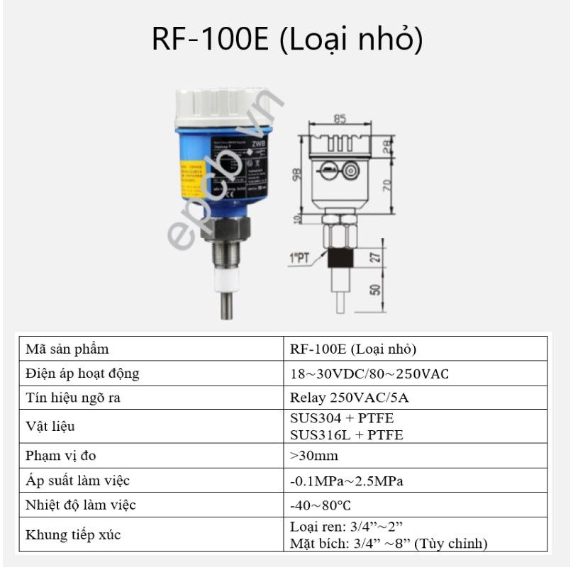 Thiết bị cảm biến đo mức điện dung ES-RF-ALS