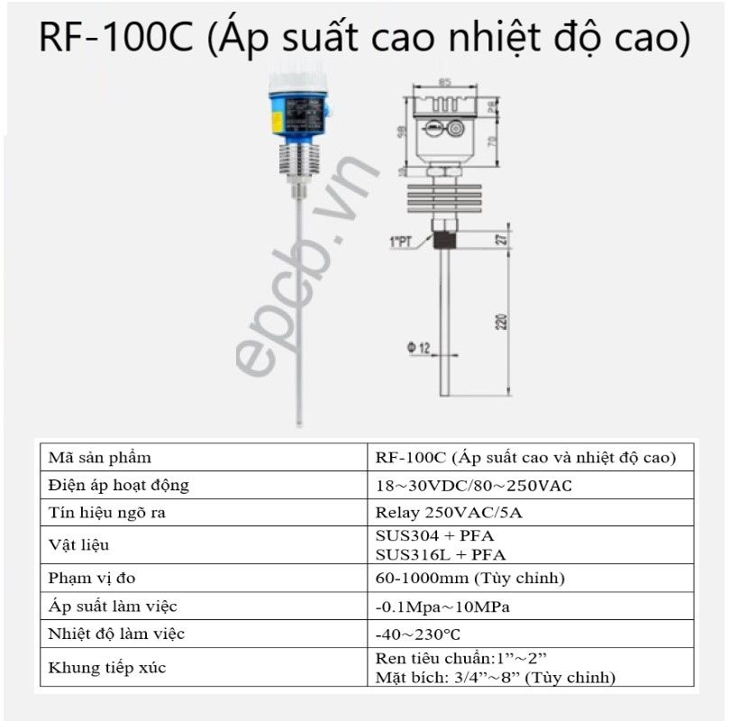 Thiết bị cảm biến đo mức điện dung ES-RF-ALS