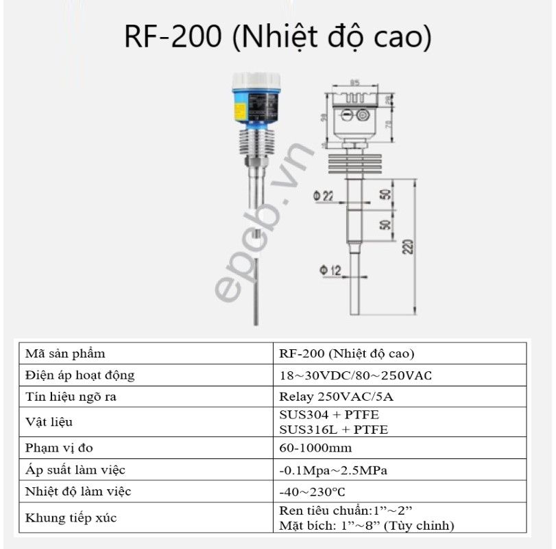 Thiết bị cảm biến đo mức điện dung ES-RF-ALS