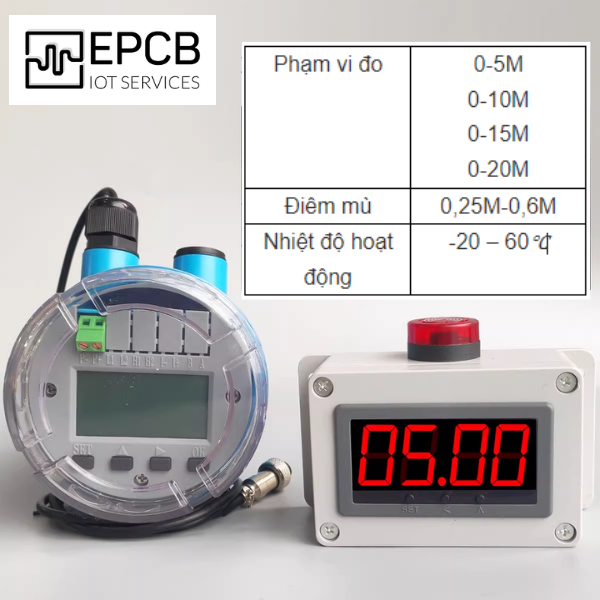 Máy đo mức chất lỏng siêu âm tích hợp bảng LED và cảnh báo DP5641