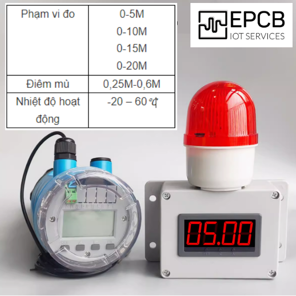 Máy đo mức chất lỏng siêu âm tích hợp bảng LED và cảnh báo DP5641