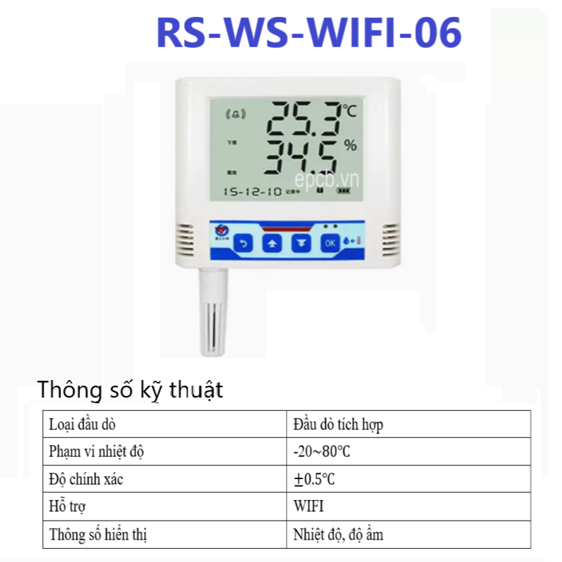 Thiết bị đo nhiệt độ độ ẩm kết nối wifi RS-WS-WIFI-6