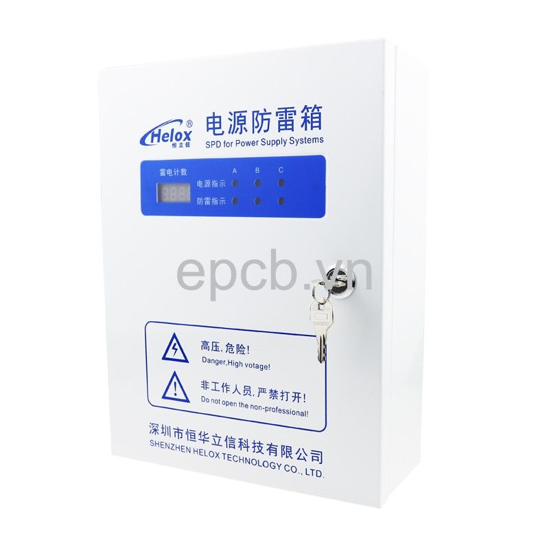 Tủ điện chống sét lan truyền 3 pha 380V 80kA tích hợp bộ đếm sét HM3-80-BD