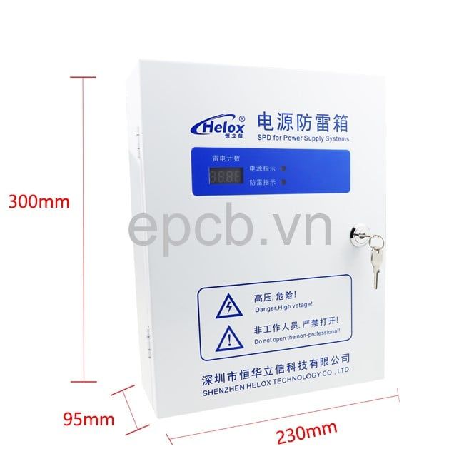 Tủ điện chống sét lan truyền thứ cấp 220V 40kA tích hợp bộ đếm sét HM1-40