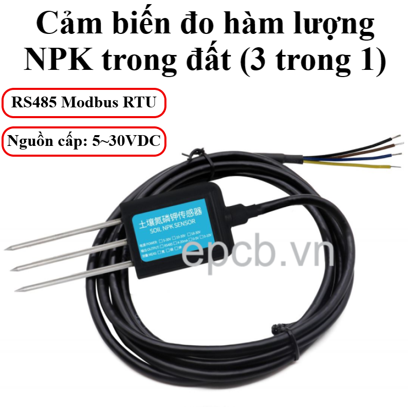 Cảm biến đo hàm lượng NPK trong đất ES-NPK-01 3 trong 1 (RS485 Modbus RTU)