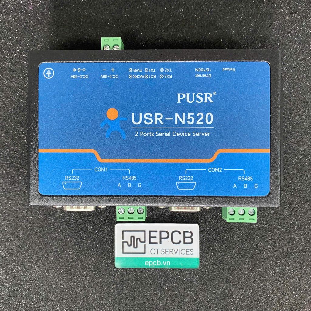 Bộ chuyển đổi 2 cổng  RS232/RS485 sang Ethernet Modbus Gateway USR-N520
