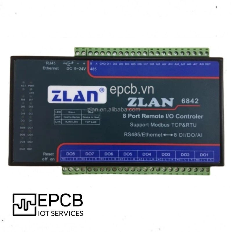 ZLAN6842 - Bộ điều khiển IO qua Ethernet hoặc RS485