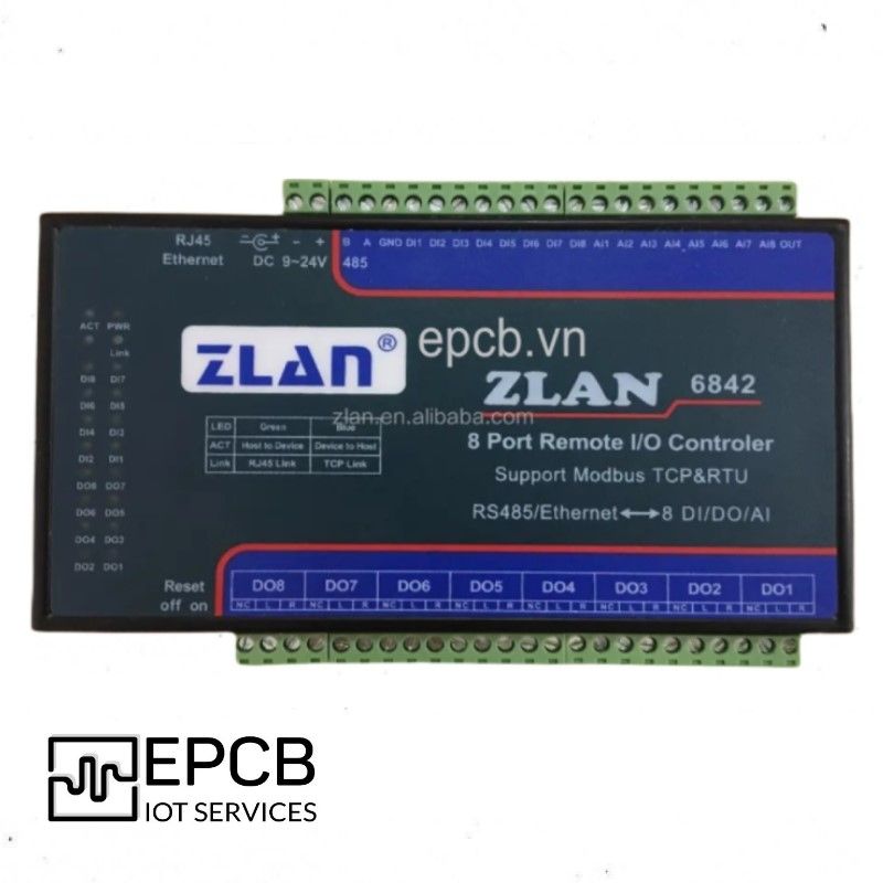  ZLAN6842 - Bộ điều khiển IO qua Ethernet hoặc RS485 