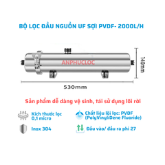 Bộ lọc đầu nguồn sinh hoạt UF2000L công suất 2000L/h công nghệ sợi PVDF cao cấp