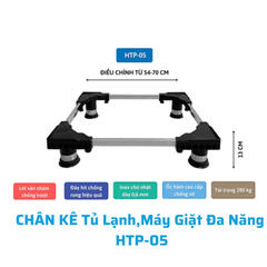 Chân kê máy giặt tủ lạnh HTP-05 trụ inox cao cấp điều chỉnh 54-70cm