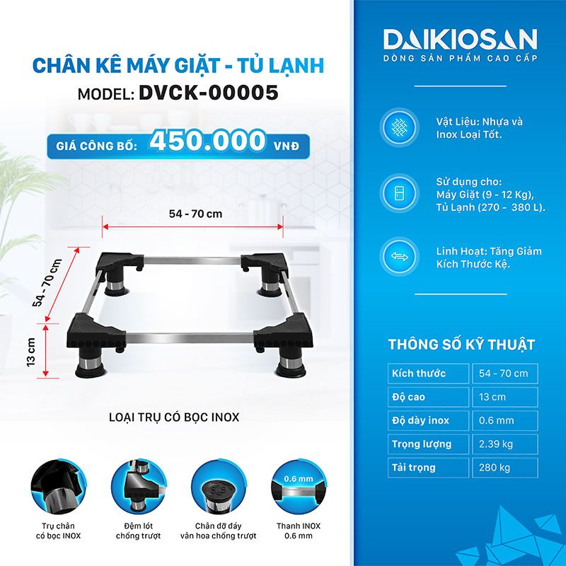 Chân kê máy giặt, tủ lạnh Daikiosan DVCK-00005