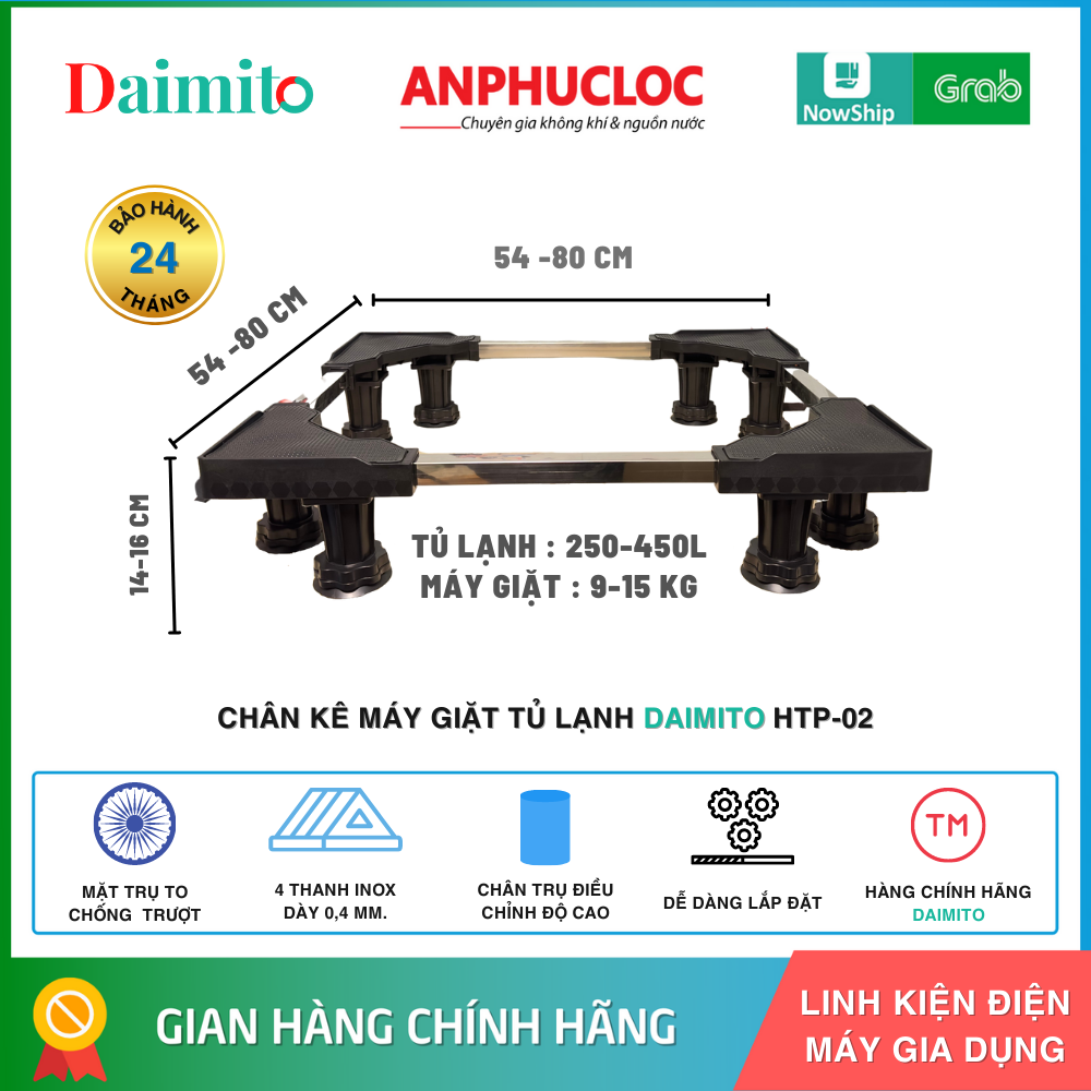 chan ke may giat tu lanh daimito htp 02 kich thuoc 54 80 cm dieu chinh do cao