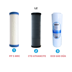 Bộ 3 lõi lọc nước 1,2,3 chính hãng Đại Việt cấu hình PP-CTO-OCB Loại 2 - Than Athancite