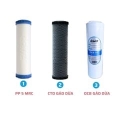 Bộ 3 lõi lọc nước 1,2,3 chính hãng Đại Việt cấu hình PP-CTO-OCB Loại 1 - Than hoạt tính gáo dừa