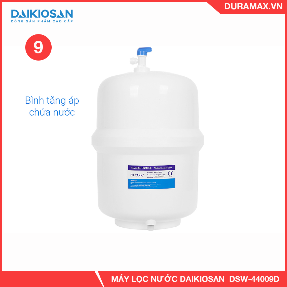 Máy lọc nước Ro đặt gầm không vỏ tủ Daikiosan DSW-44009D - 9 CẤP