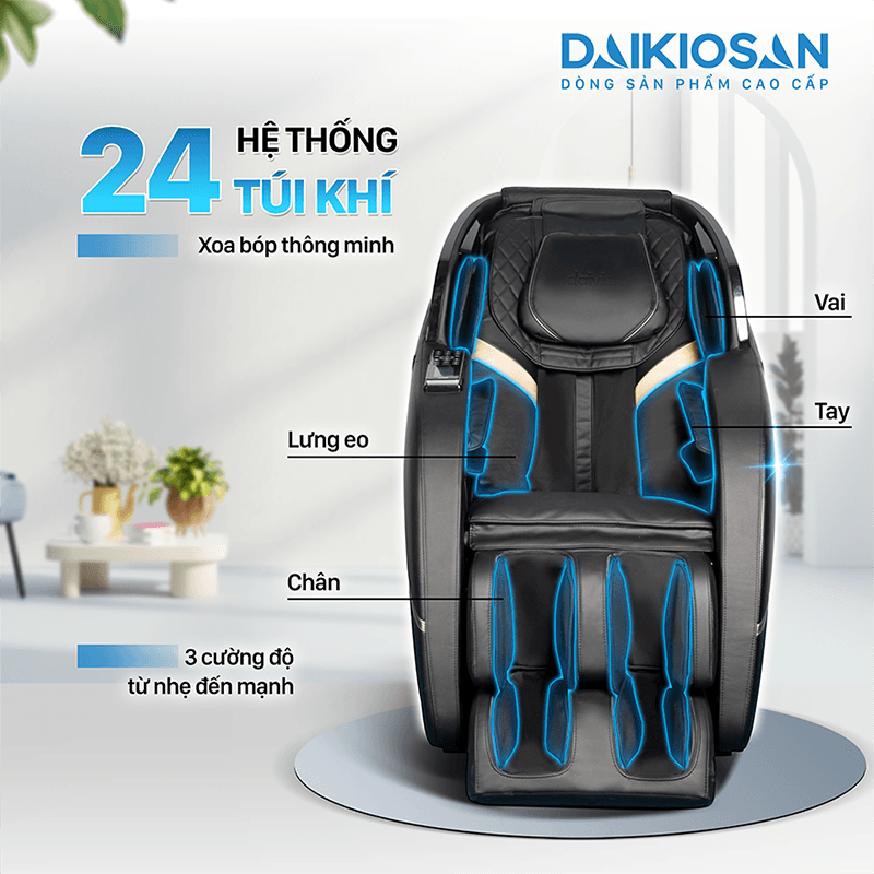 GHẾ MASSAGE DAIKIOSAN DKGM-20005 CÔNG NGHỆ 3D SƯỞI NHIỆT 4 ĐIỂM