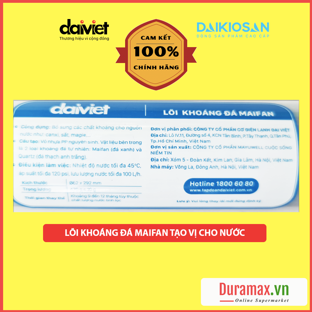 Lõi nâng cấp đá Maifan dùng cho máy lọc nước - Cút nối nhanh - Đại Việt