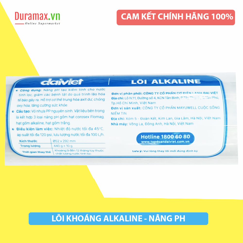Lõi nâng cấp Alkaline nâng PH tạo khoáng Đại Việt - Cút nối nhanh