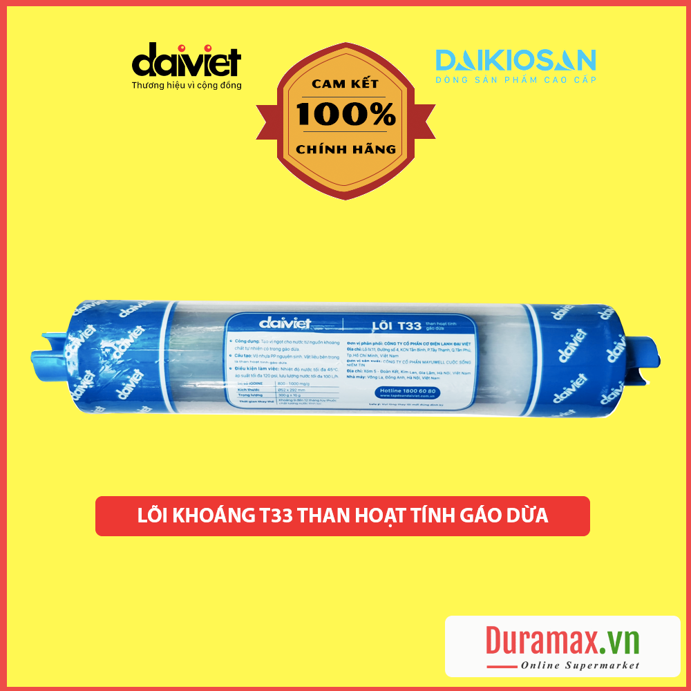 Lõi nâng cấp T33 dùng cho máy lọc nước Daikiosan - Kasuto- Makano- Nakami- Takasa- Achisa cút nối nhanh