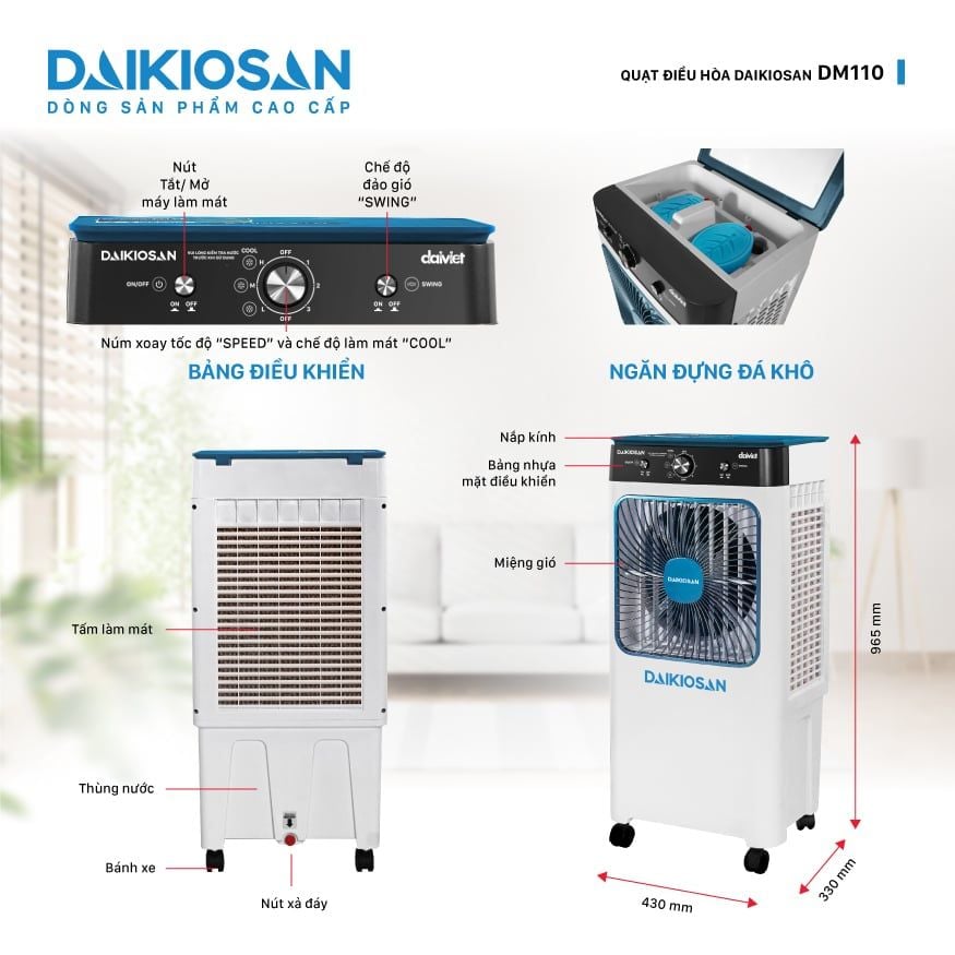 Quạt điều hòa Daikiosan DM110 lưu lượng 3000 m3h