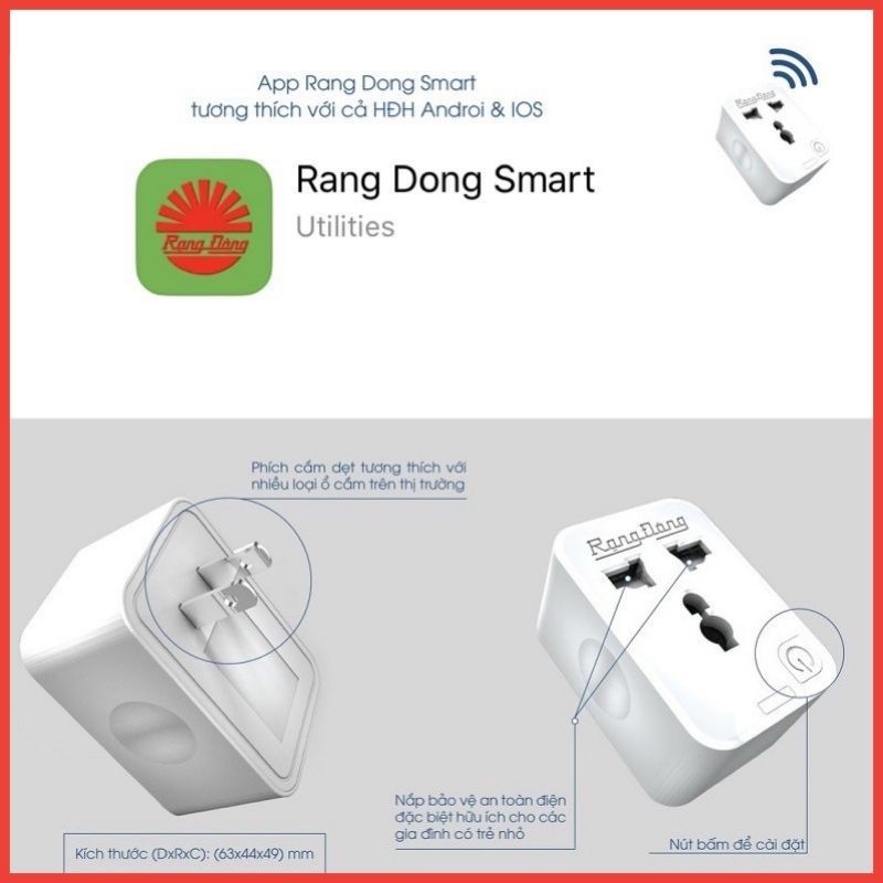 [ SALE LẤY ĐÁNH GIÁ ] Ổ Cắm Thông Minh OC.01.WF 16A - Ổ Cắm Wifi Rạng Đông 3500W [ GIAO NHANH 2H HCM]