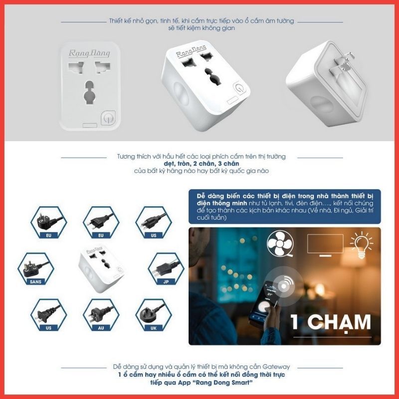 [ SALE LẤY ĐÁNH GIÁ ] Ổ Cắm Thông Minh OC.01.WF 16A - Ổ Cắm Wifi Rạng Đông 3500W [ GIAO NHANH 2H HCM]