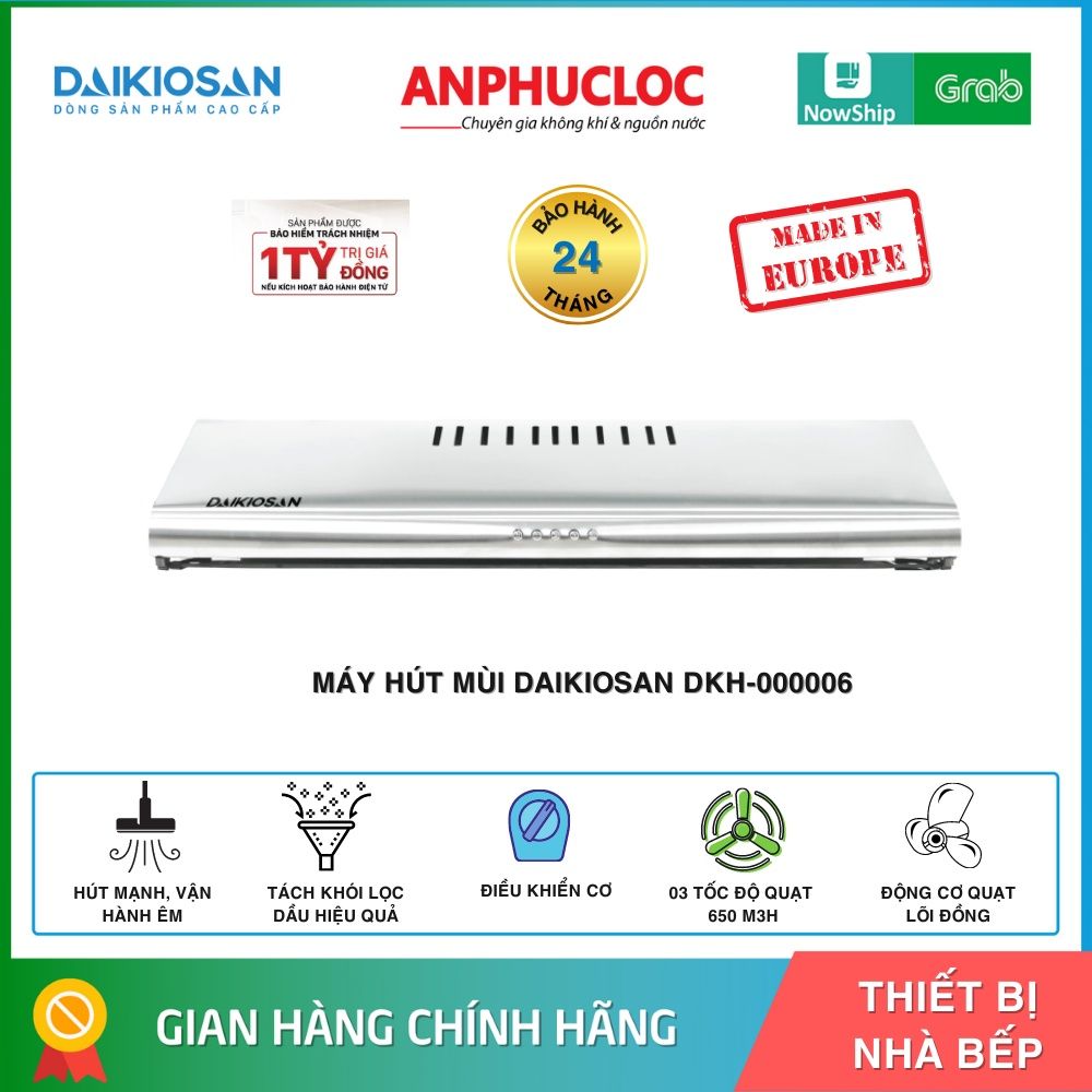 Máy hút mùi nhà bếp Daikiosan DKH-000006 nhập khẩu Châu Âu