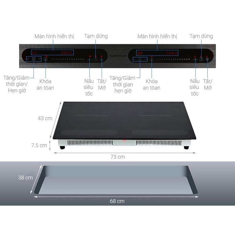 Bếp từ đôi Daikiosan DKT-200006