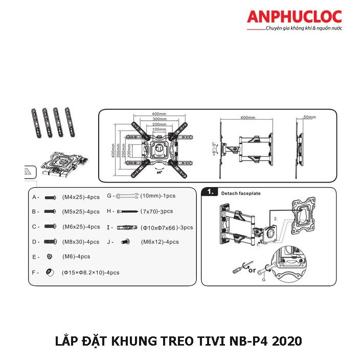 GIÁ TREO, KHUNG TREO TIVI ĐA NĂNG NB- P4 TỬ 32'' ĐẾN 55'' TẢI TRỌNG 27 KG [ GIAO NHANH 2H NỘI THÀNH HCM]