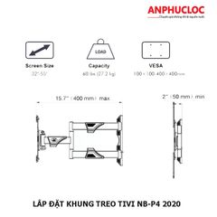 GIÁ TREO, KHUNG TREO TIVI ĐA NĂNG NB- P4 TỬ 32'' ĐẾN 55'' TẢI TRỌNG 27 KG [ GIAO NHANH 2H NỘI THÀNH HCM]