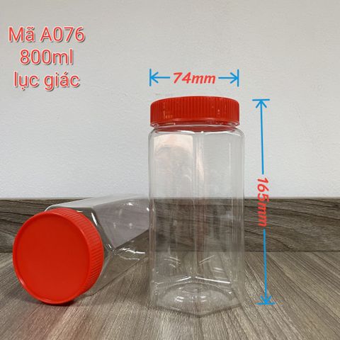 K7 - Mã A076 - Hũ Nhựa Lục Giác 800ml