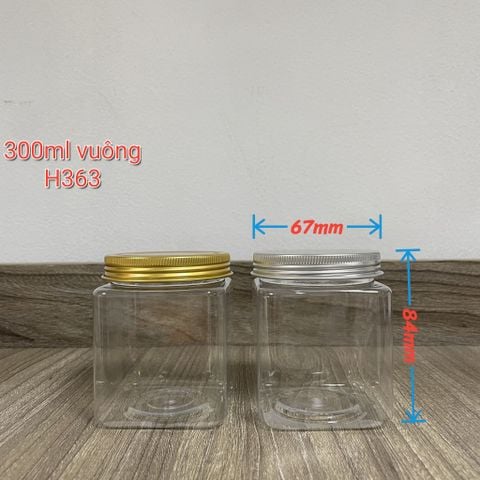 C1 - Mã H363 - Hũ Nắp Nhôm Vặn 300ml Vuông