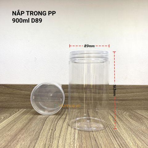 H3 - Mã C329 - Hũ Nắp Nhựa PP Trong 900ml