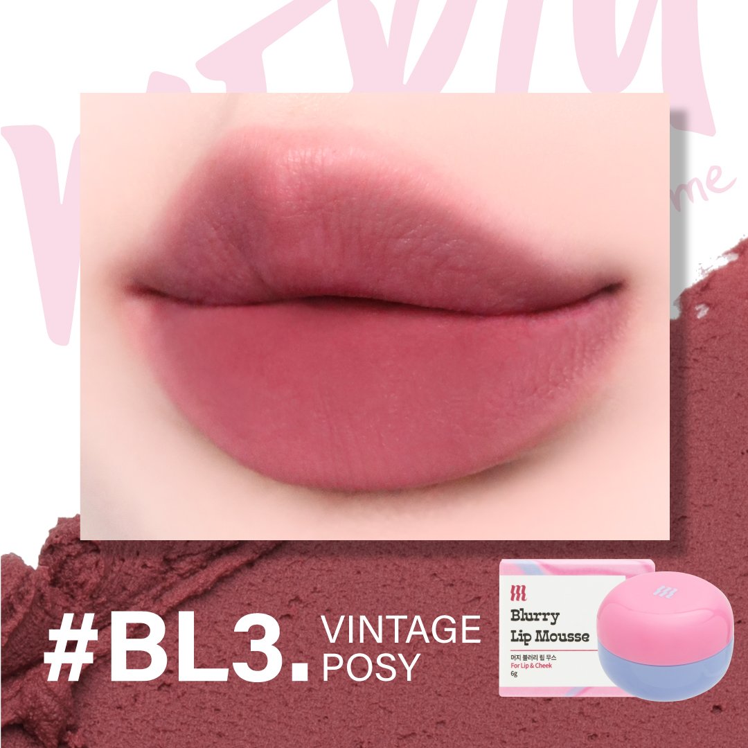 (New) Son Kem Bùn Kiêm Má Hồng Merzy Blurry Lip Mousse #BL3 Vintage Posy