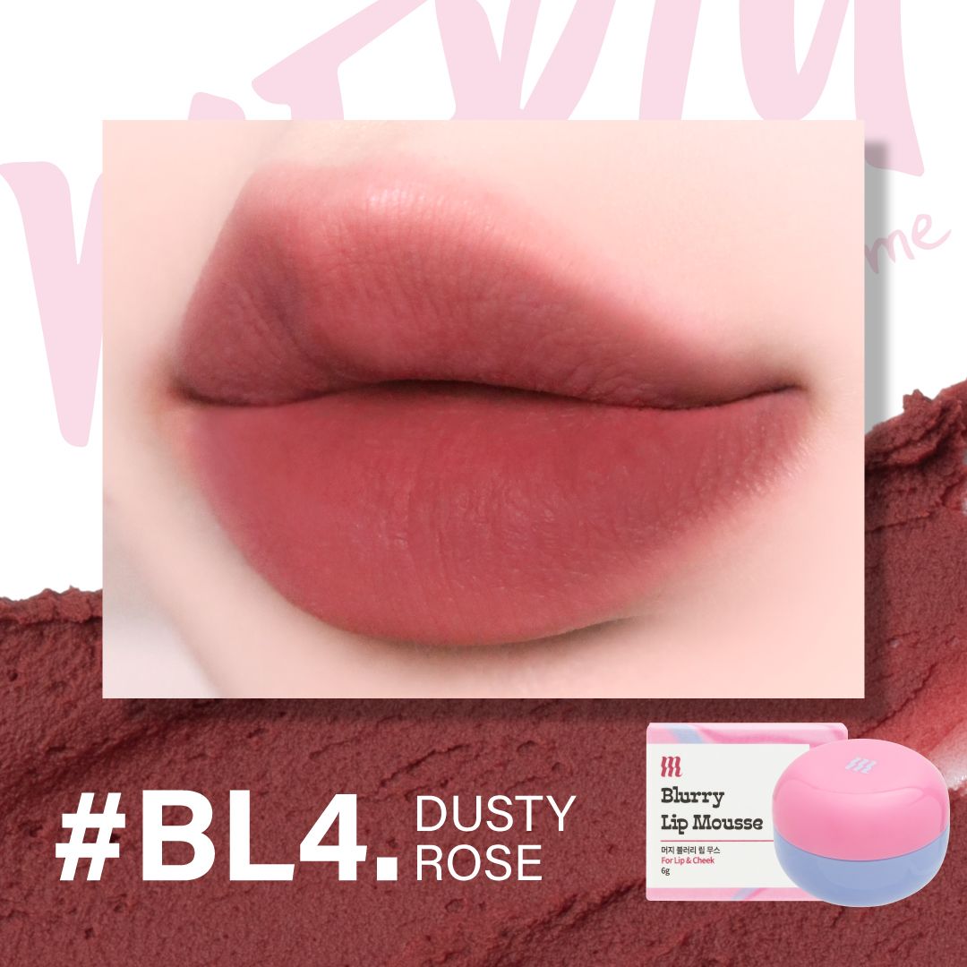 Son Kem Bùn Kiêm Má Hồng Merzy Blurry Lip Mousse #BL4 Dusty Rose