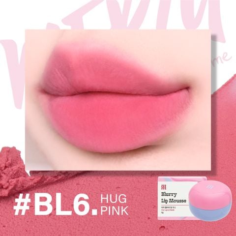Son Kem Bùn Kiêm Má Hồng Merzy Blurry Lip Mousse #BL6 Hug Pink