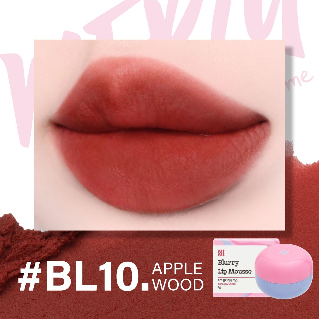 Son Kem Bùn Kiêm Má Hồng Merzy Blurry Lip Mousse #BL10 Apple Wood