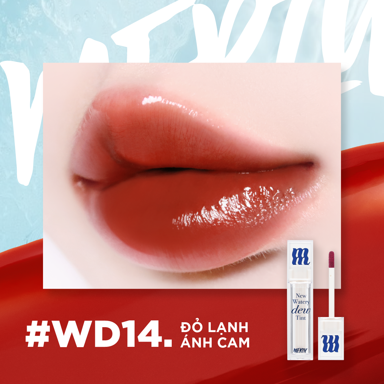 (New Dew) Son Tint Bóng Merzy New Watery Dew Tint #WD14 With Zest