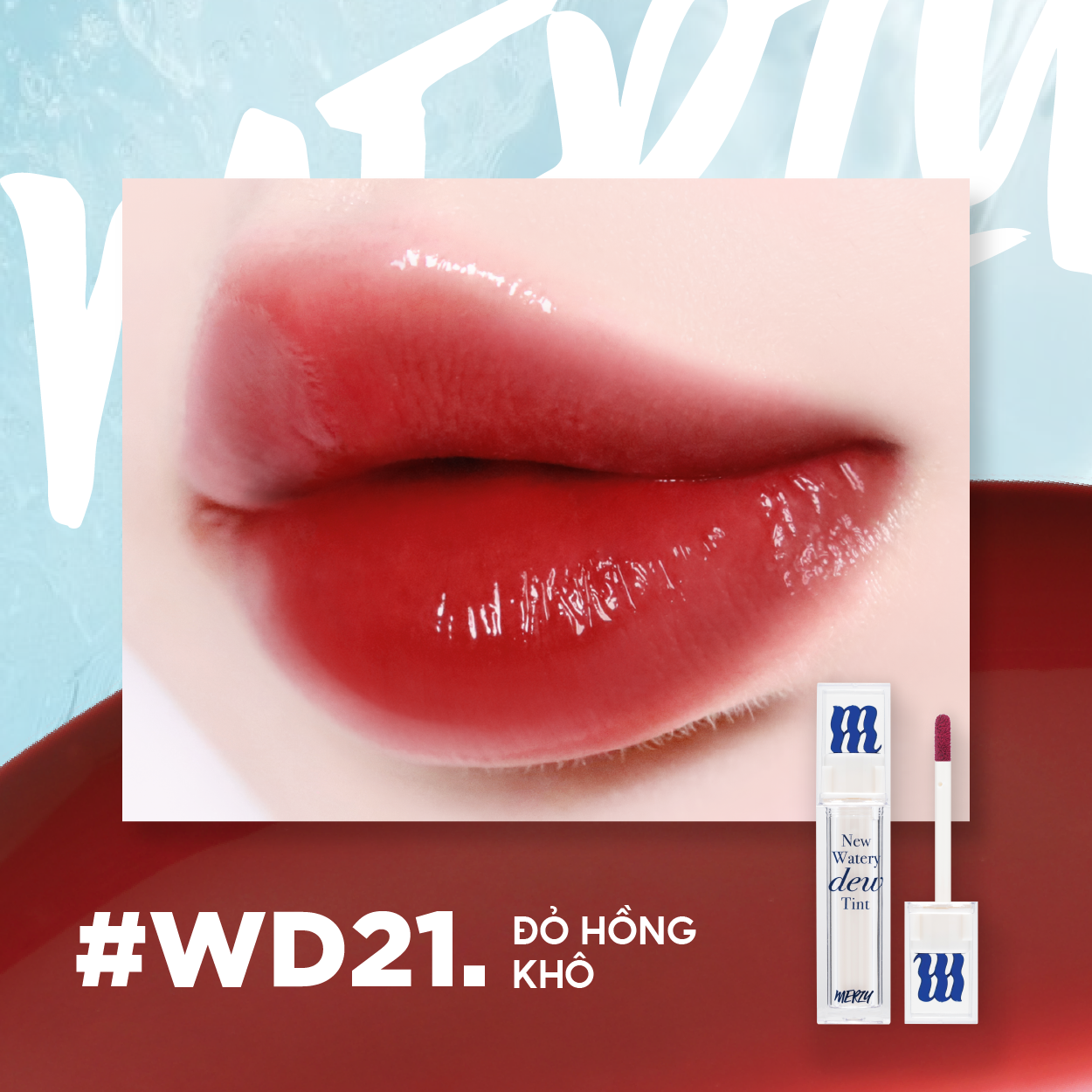(New Dew) Son Tint Bóng Merzy New Watery Dew Tint WD21 Burnt Maple