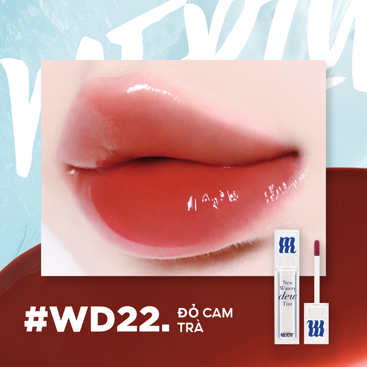 (New Dew) Son Tint Bóng Merzy New Watery Dew Tint #WD22 Hazel Chili