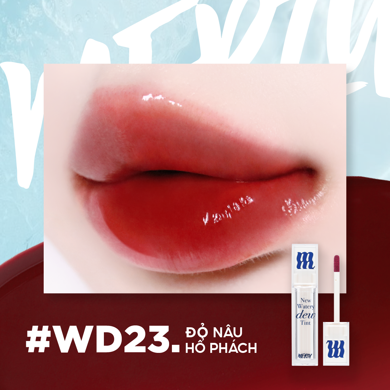 (New Dew) Son Tint Bóng Merzy New Watery Dew Tint #WD23 Antique Flame