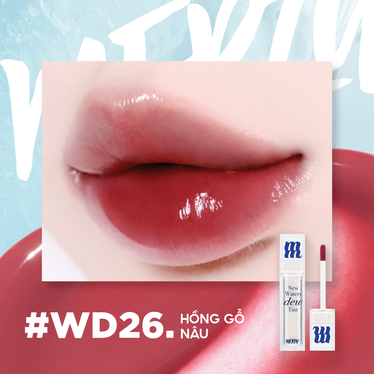 (New Dew) Son Tint Bóng Merzy New Watery Dew Tint #WD26 Hushed Appeal