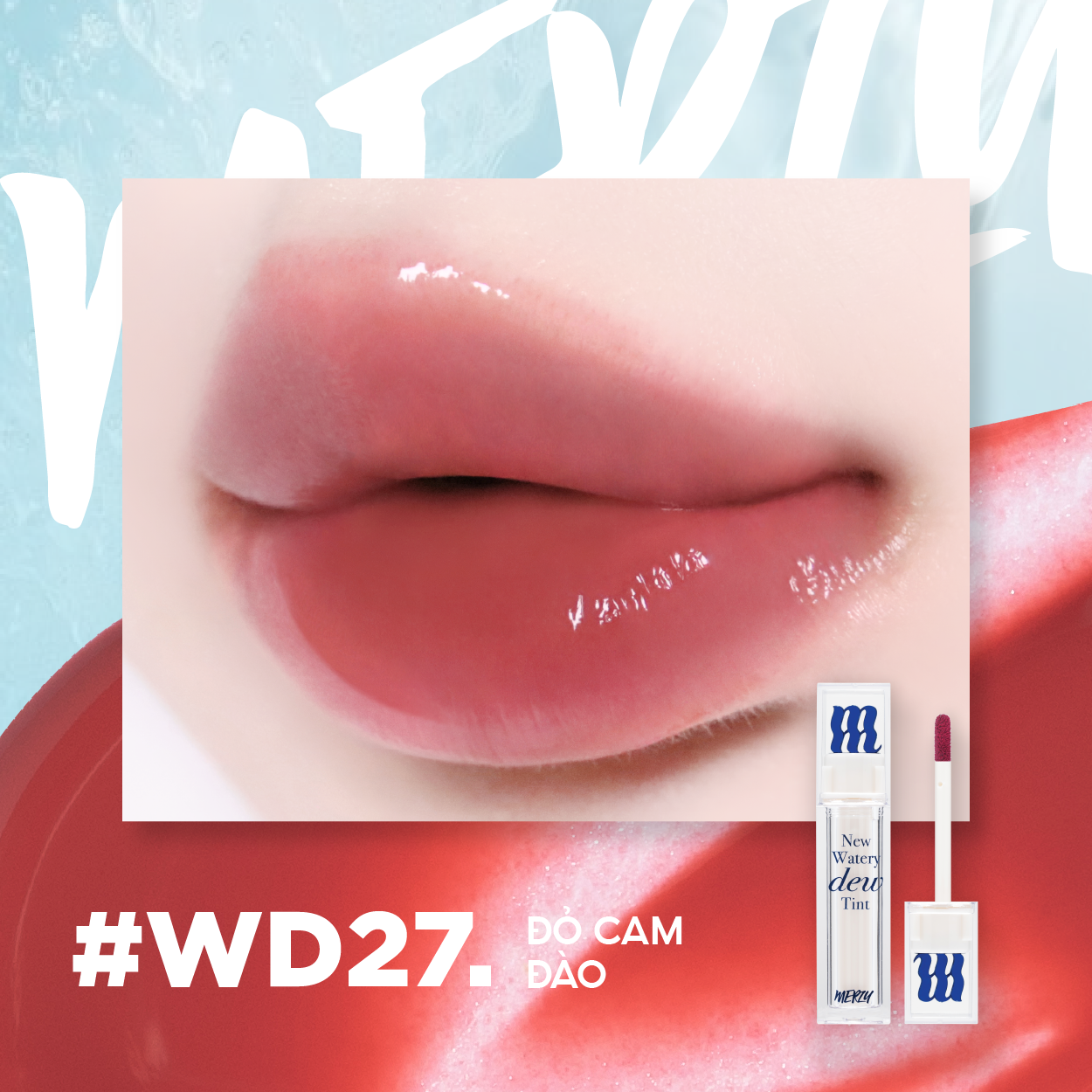 (New Dew) Son Tint Bóng Merzy New Watery Dew Tint #WD27 Fig Dusty