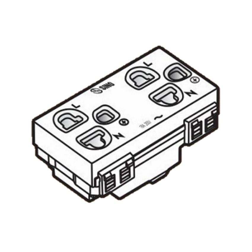 2 Ổ cắm 3 chấu có màn che S18CCUE2