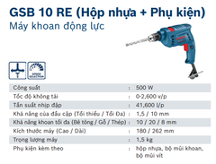 Máy khoan động lực GSB 10 RE Professional (Bộ set + hộp nhựa)