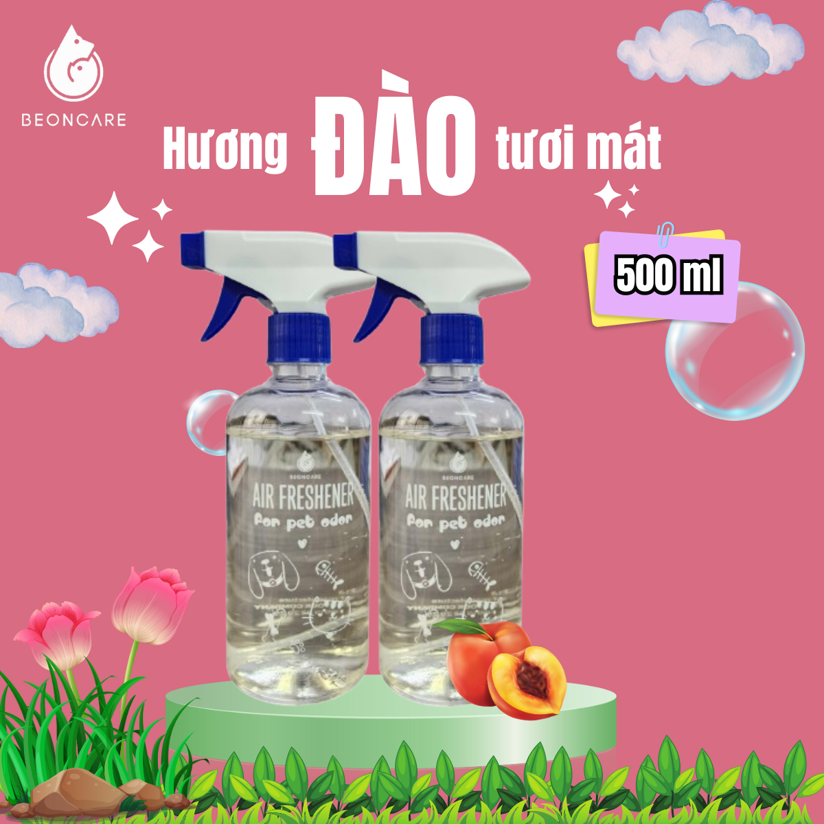 Xịt khử mùi vệ sinh chó mèo Hương ĐÀO chai 500ml (mẫu mới)