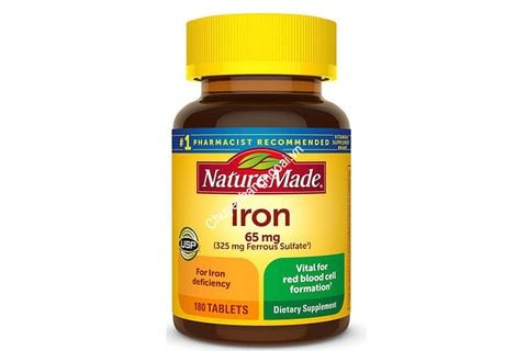 Viên uống bổ sung sắt Nature Made Iron 65mg chính hãng của Mỹ
