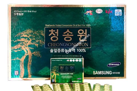 Tinh dầu thông đỏ Cheongsongwon hộp xanh 180 viên Hàn Quốc