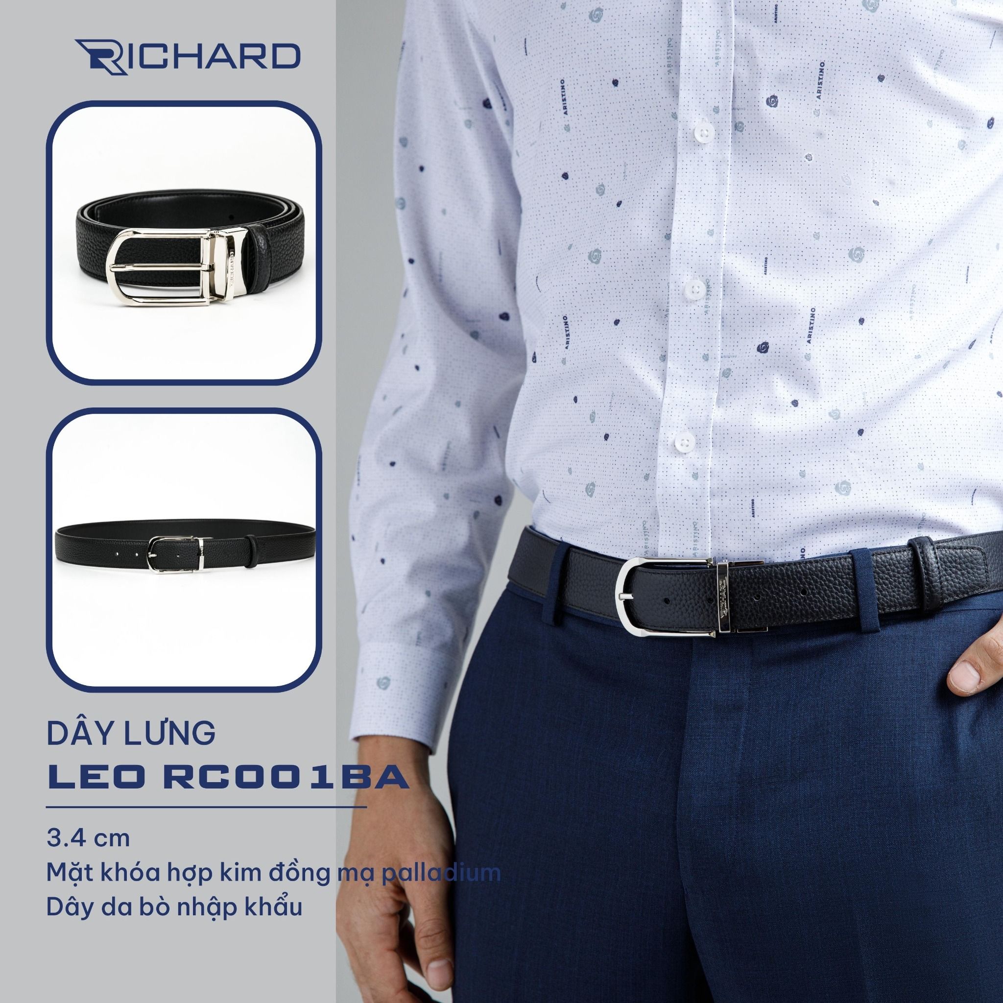 Dây lưng nam da bò cao cấp Richard RC001