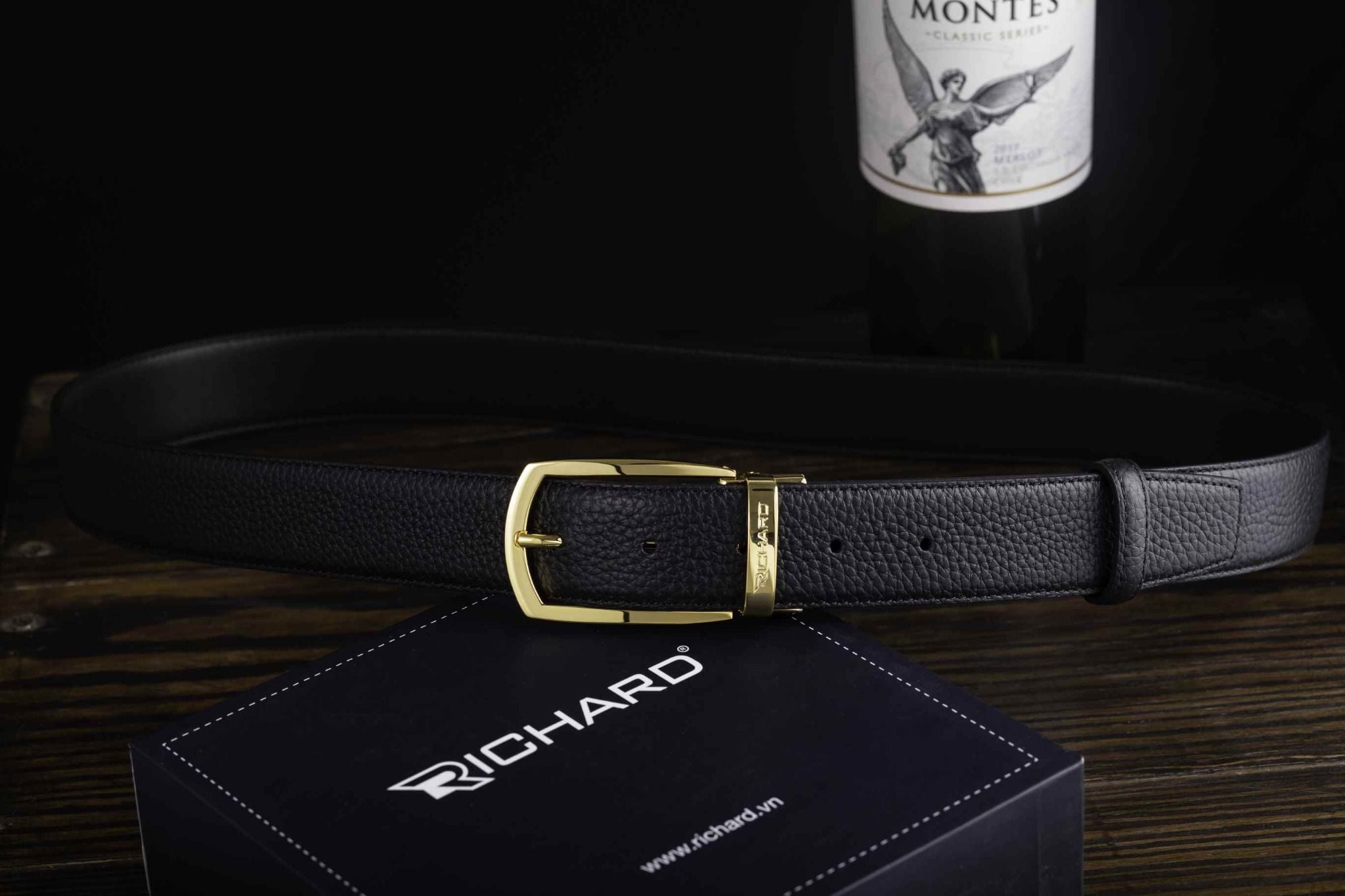 Thắt lưng nam da bò 3.4 cm khóa kim Richard RC014AA